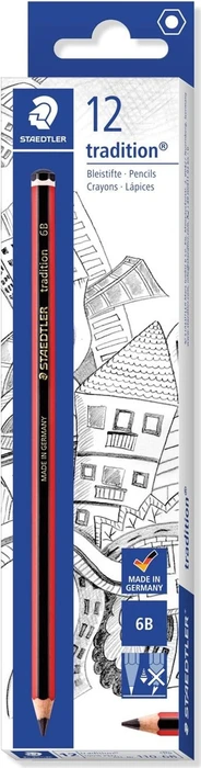 Staedtler Tradition 110 Bleistift 6B graphit, schwarz/rot, 12er-Pack
