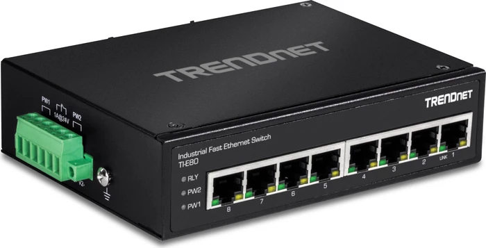 TRENDnet TI Hardened Industrial Railmount Switch, 8x RJ-45