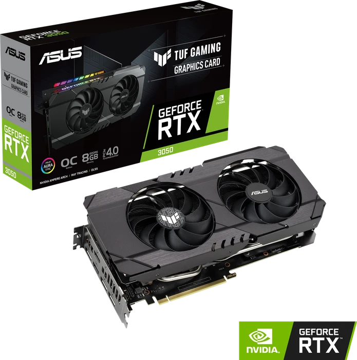 ASUS TUF Gaming GeForce RTX 3050 OC, TUF-RTX3050-O8G-GAMING, 8GB GDDR6, 2x HDMI, 3x DP