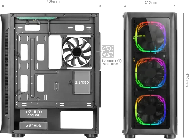 Mars Gaming MC-NEO Black, Glasfenster