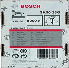 Bosch Professional SK50 25G Senkkopf-Stift verzinkt Tacker-Nägel, 25x1.2mm, 5000 Stück