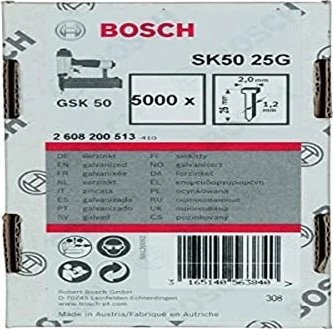 Bosch Professional SK50 25G Senkkopf-Stift verzinkt Tacker-Nägel, 25x1.2mm, 5000 Stück