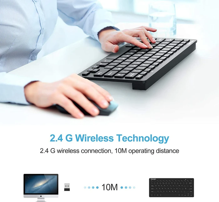 TeckNet Slim Portable Wireless Keyboard, USB, DE