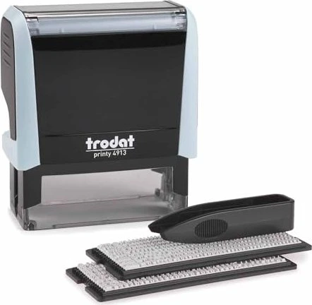 trodat printy 4913 Typomatic Textstempel zum Selbersetzen, 58x22mm, schwarz/blau