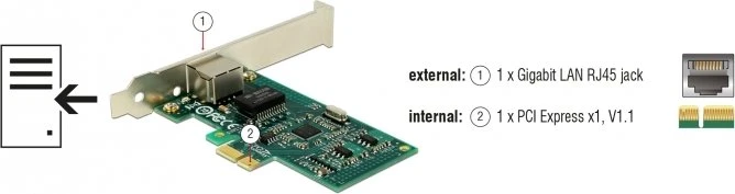 DeLOCK LAN-Adapter, 1x RJ-45, PCIe 1.1 x1