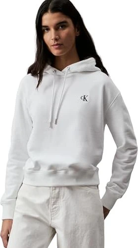 Calvin Klein Fleece Baumwoll-Mix Hoodie bright white (Damen)