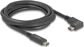 DeLOCK USB-C auf USB-C Kabel, USB 3.0 mit DP, 5Gb/s, 4K, 60W USB PD, links gewinkelt, E-Marker, schwarz, 2m (80038)