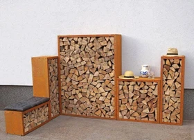 Prima Terra Infinita Kaminholzregal 158x118cm edelrost