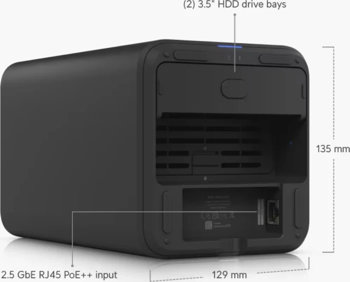 Ubiquiti UNAS 2 schwarz, 4GB RAM, 1x RJ-45 2.5GBase-T, 1x USB-C 3.0