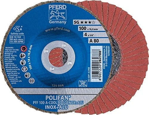 Pferd PFF 100 A-COOL 80 SG INOX+ALU/16.0 POLIFAN Fächerschleifscheibe K80, 100x16mm, 10 Stück