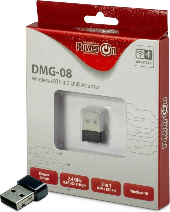 Inter-Tech PowerOn DMG-08, 2.4GHz WLAN, Bluetooth 4.0, USB-A 2.0