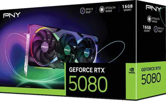 PNY GeForce RTX 5080 ARGB Epic-X RGB Triple Fan, 16GB GDDR7, HDMI, 3x DP