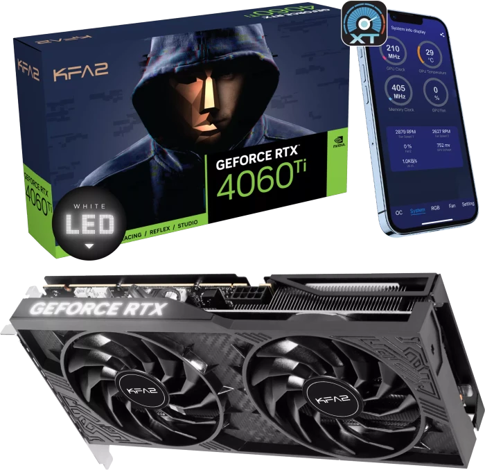 KFA2 GeForce RTX 4060 Ti (1-Click OC), 8GB GDDR6, HDMI, 3x DP