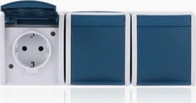 Busch-Jaeger Ocean SCHUKO Steckdose 3-fach, grau/blaugrün