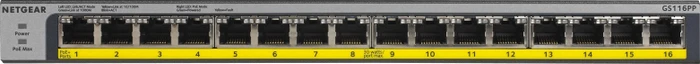 Netgear ProSAFE GS116 Desktop Gigabit Switch, 16x RJ-45, 76W PoE+