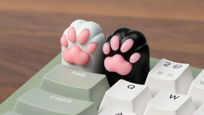 Keychron Kitty Paw Alu Alloy Artisan Keycap, Aluminium, Silikon, weiß/gold/rosa, 1 Taste