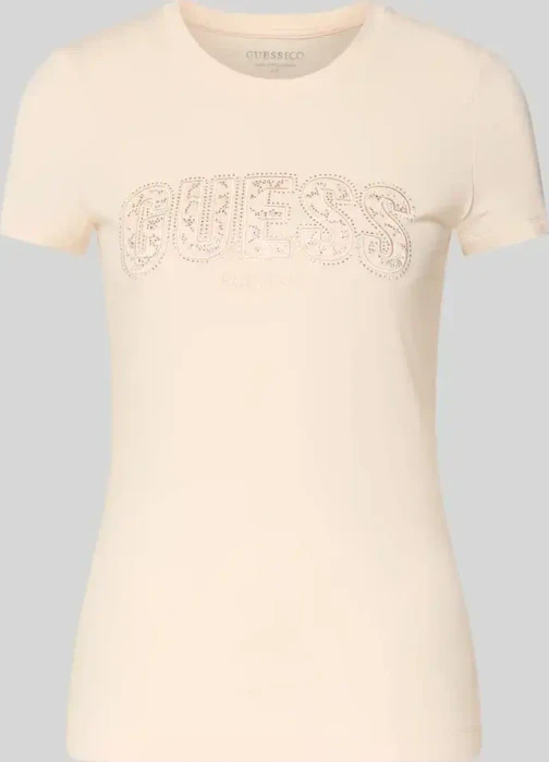 Guess Slim Fit Logo T-Shirt kurzarm rose (Damen)