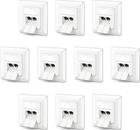 deleyCON CAT6a Netzwerkdose mit 2x RJ45 Buchse Geschirmt Unterputz Montage 10 Gbit weiß