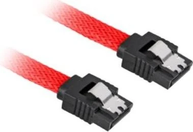 Sharkoon Sleeve Kabel SATA 6Gb/s, 0.45m, rot, mit Arretierung