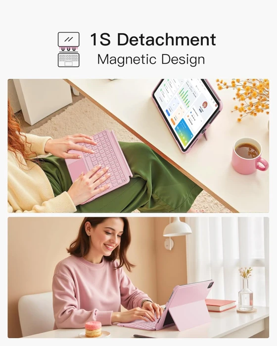 Inateck Ultraleicht Tastatur für iPad Air 6/iPad Air 5/iPad Pro 11", pink, UK