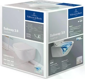Villeroy & Boch Subway 3.0 Tiefspül-WC spülrandlos, wandhängend, TwistFlush, mit WC-Sitz 8M42S1, Combi-Pack