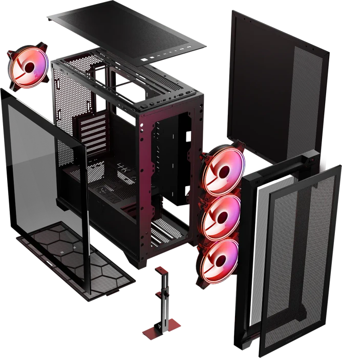 Modecom Volcano Expanse S Apex ARGB Midi, schwarz, Glasfenster