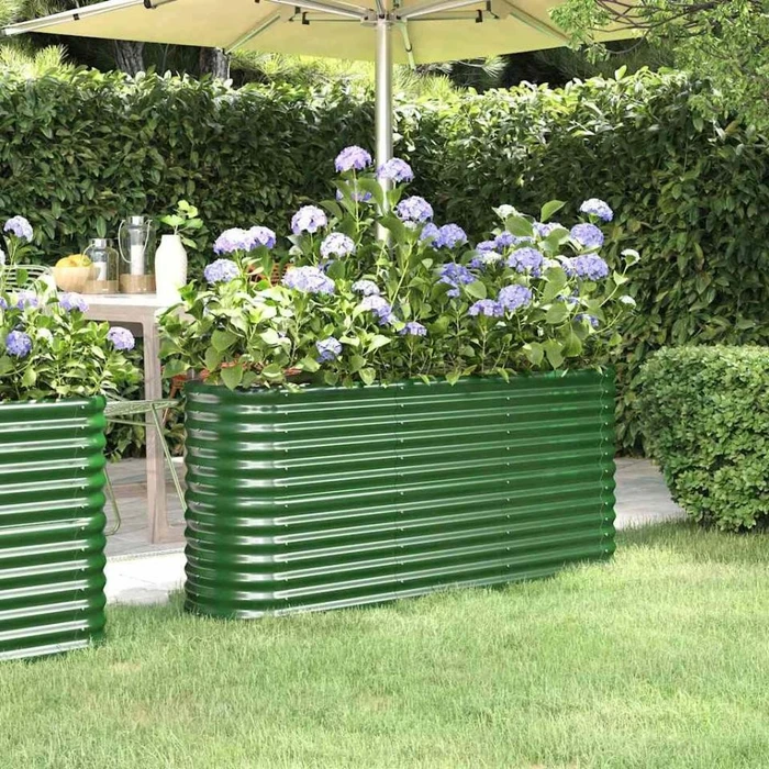 vidaXL Stahl Hochbeet oval 152x40cm grün