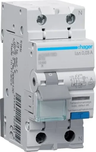 Hager Fehlerstrom-Leitungsschutzschalter 1P+N 10kA B 10A 30mA Typ A-G