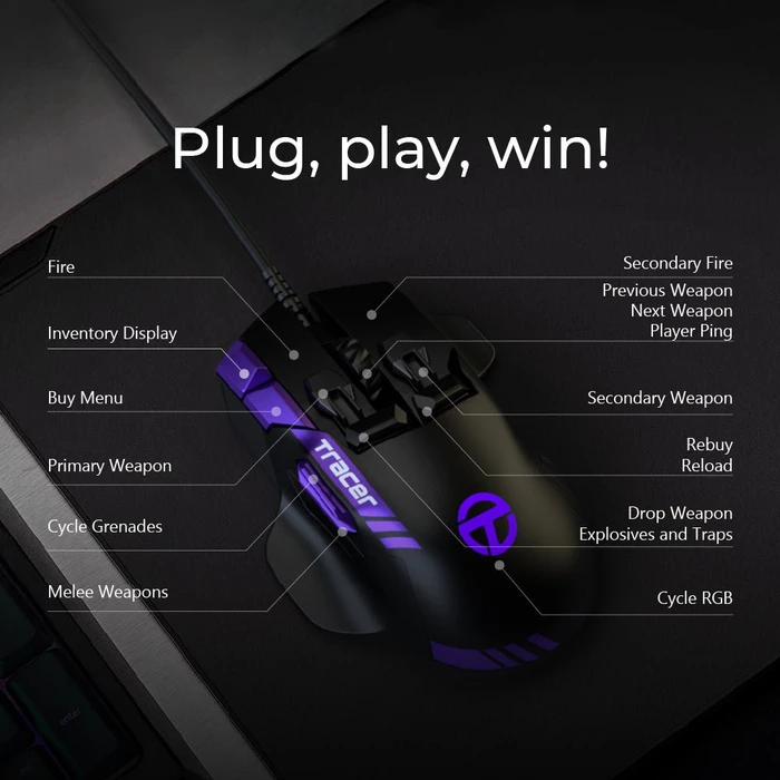 Swiftpoint Tracer RGB Gaming Mouse, schwarz, USB