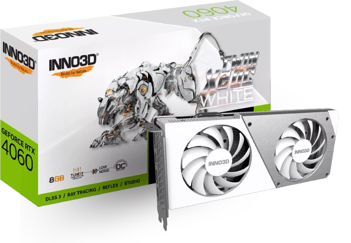 INNO3D GeForce RTX 4060 Twin X2 OC White, 8GB GDDR6, HDMI, 3x DP