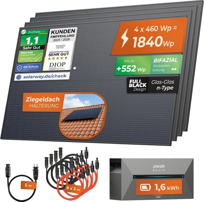 Solarway Deye SUN-M160G4 + JA Solar JAM54D40 + Anker Solarbank E1600, 1.6kW, 1.68kWp