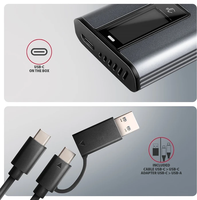Axagon M.2 Festplattengehäuse, M.2 PCIe, Display Box, USB-C 3.1