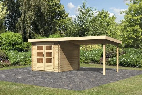 Karibu Bastrup 4 Gartenhaus inkl. Anbau 3m natur