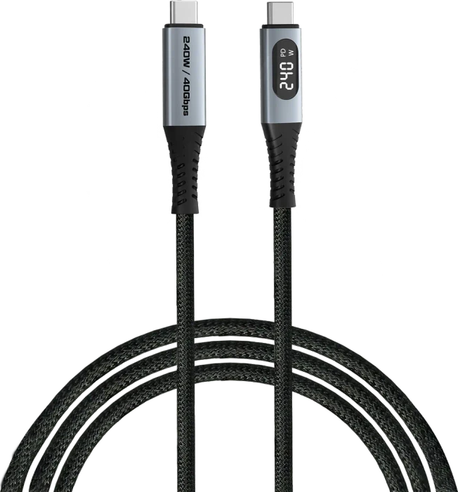 Verbatim Sync & Charge USB-C Kabel mit Leistungsanzeige, USB4 Gen3x2, 40Gb/s, 8K60Hz, 240W PD EPR, USB-C Stecker auf USB-C Stecker, 1.2m