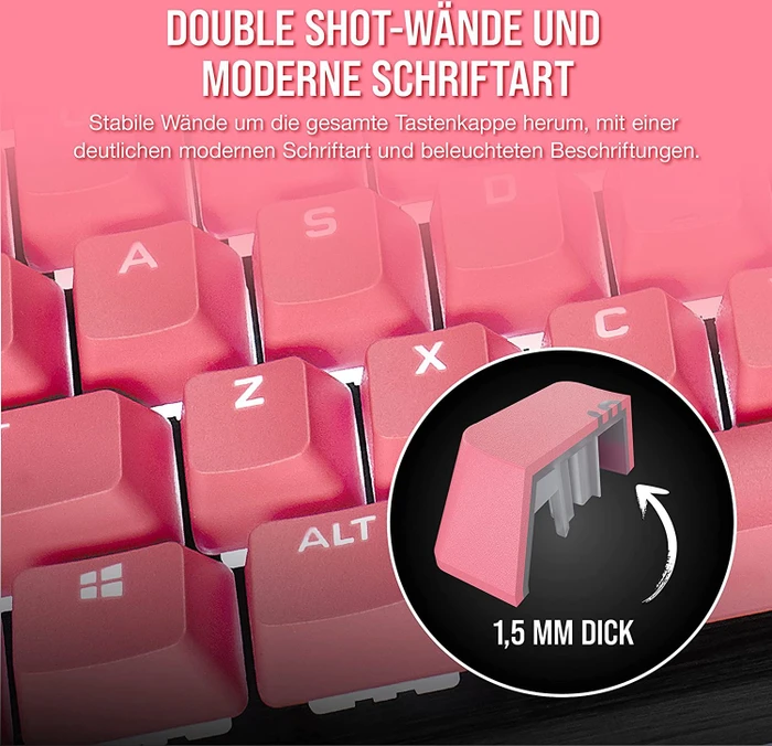 Corsair Pro Keycap Mod Kit, Kunststoff (PBT) Double-Shot, rosa, 105 Tasten, ISO-DE
