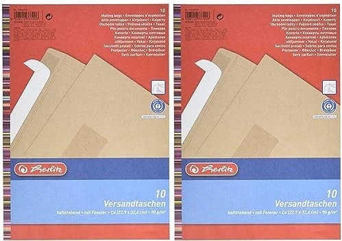 Herlitz Versandtasche C4 90g mit Fenster braun, 10er-Pack