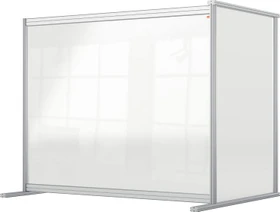 Nobo Premium Plus Erweiterung Schreibtisch-Trennwand aus Acryl, transparent/silber, 120x100cm
