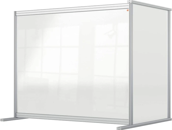 Nobo Premium Plus Erweiterung Schreibtisch-Trennwand aus Acryl, transparent/silber, 120x100cm