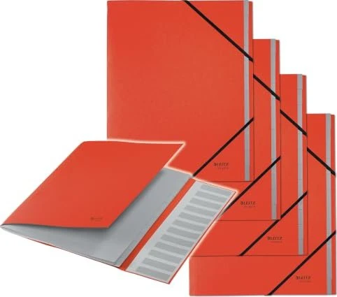 Leitz Ordnungsmappe Recycle, 6 Fächer, A4, rot