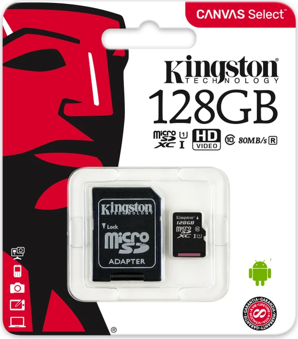 Kingston Canvas Select R80 128GB Kit, UHS-I U1, Class 10