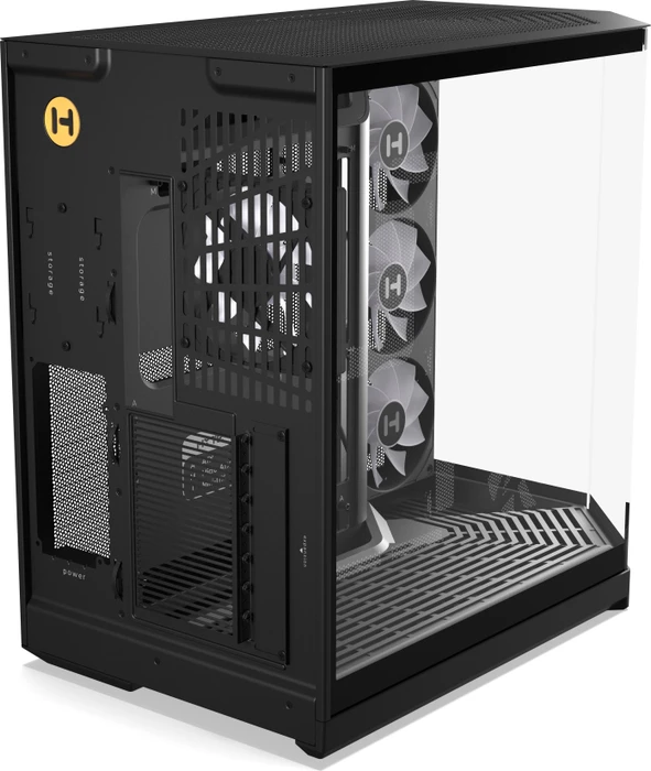 Hyte Y50 Pitch Black, schwarz, Glasfenster