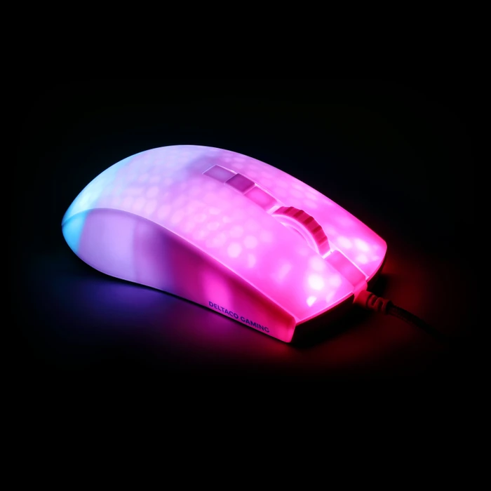 Deltaco WM87 RGB Ultralight Gaming Mouse weiß/transluzent, USB