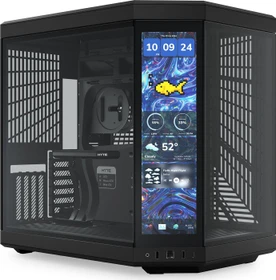 Hyte Y70 Touch Infinite Pitch Black, schwarz, Display der 3. Generation, Glasfenster