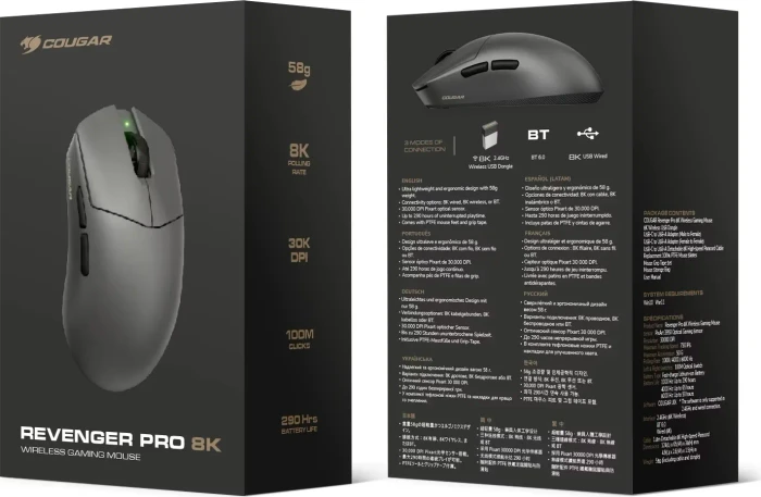 Cougar Revenger Pro 8K Wireless Gaming Mouse schwarz, USB/Bluetooth