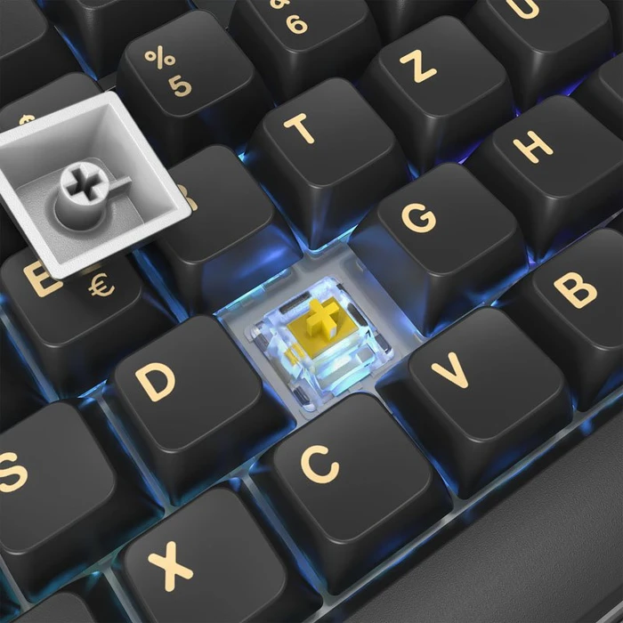 Montech MKey, Darkness, Fullsize, LEDs RGB, hot-swap, Gateron G Pro 2.0 YELLOW, USB, DE