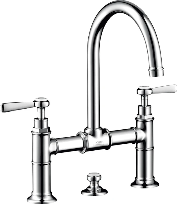 Hansgrohe Axor Montreux 2-Griff Waschbeckenarmatur 220 mit Hebelgriffen und Ablauffernbedienung edelstahloptik