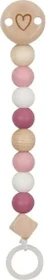 Goki Schnullerband Holz herz rosa/weiß