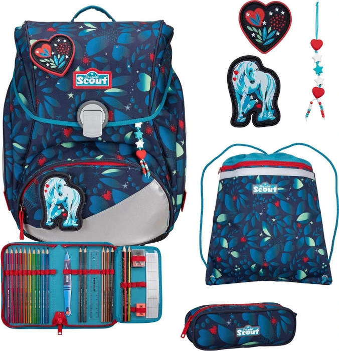 Scout Alpha LED White Unicorn Schultaschen-Set, 4-tlg.