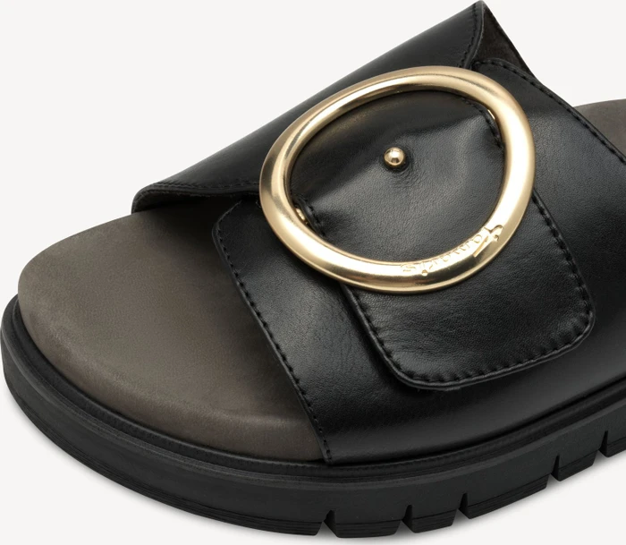 Tamaris Lederpantolette schwarz (Damen)