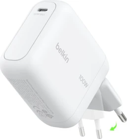 Belkin BoostCharge USB-C-GaN-Ladegerät mit klappbaren Pins 100W weiß